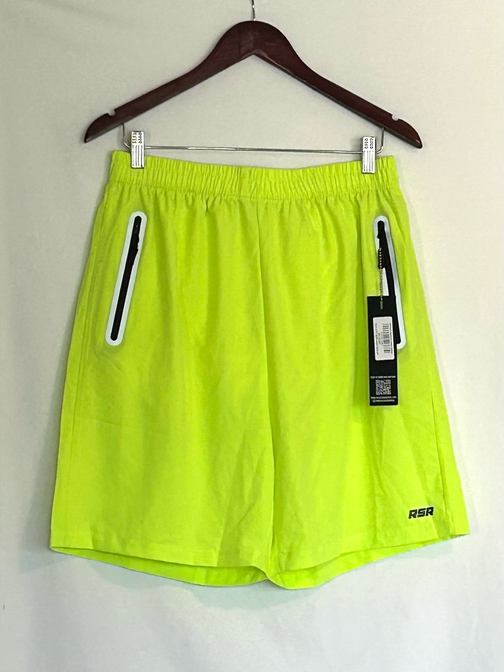NWT Rockstar Original Captain Graphic Shorts Men XXL Neon Yellow Zipper Pockets